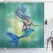 Ambesonne Underwater Shower Curtain, Mermaid Upper Body of a Woman and The Tail of Fish for Swimming Marine Life, Cloth Fabric Bathroom Decor Set with Hooks, 69" W x 84" L, Teal Pale Blue